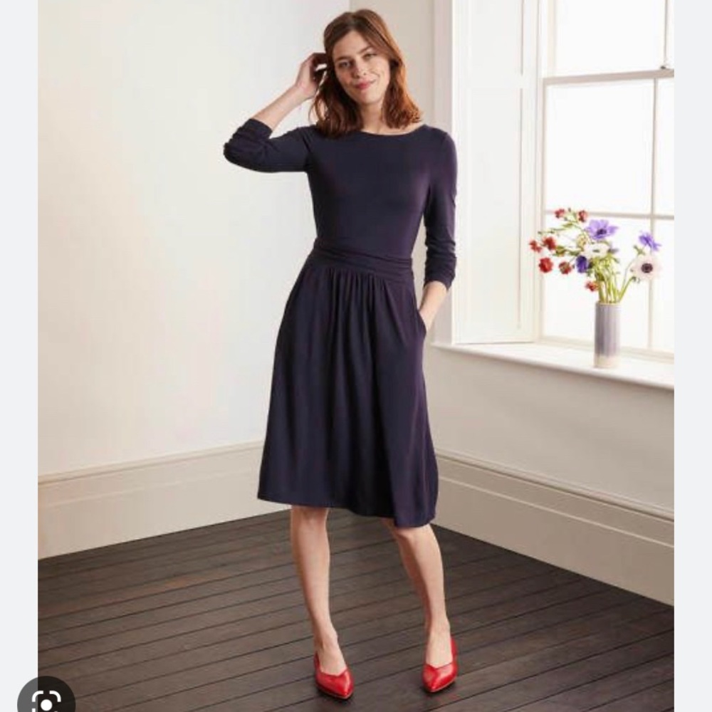 Boden Abigail Jersey Dress Long sleeve Midi with Pockets